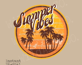 Summer Vibes PNG, Sublimation designs, Summer png designs, boho designs, Boho png, Retro designs, Retro Summer Png, Summer Sublimation