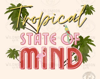Tropische gemoedstoestand PNG, Sublimatie ontwerpen, boho ontwerpen, Retro png, Hippie Png, Retro sublimatie, Zomer png, Retro zomer png, strand