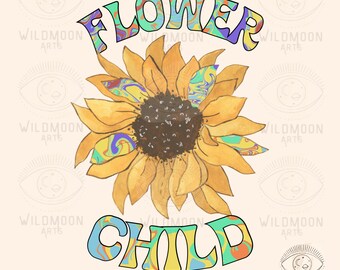 Flower Child PNG, Sublimation designs, Retro Sublimation, boho designs, Retro png, Hippie Sublimation,Trendy png,Sunflower png,Colorful png