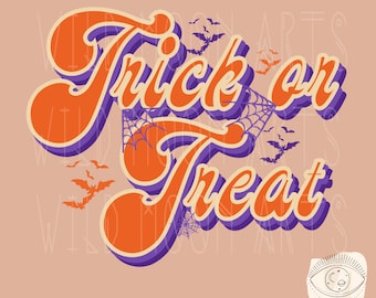 Truco o trato PNG, Diseños de sublimación, Sublimación png de Halloween, Retro Halloween png, diseños de Halloween, truco o trato png, png espeluznante