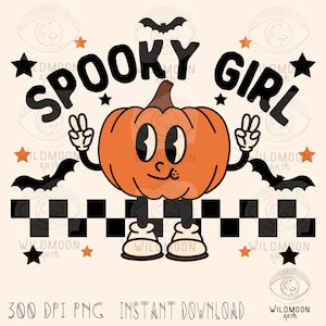 Spooky Girl PNG, Halloween Sublimation designs, Halloween png designs,Retro Halloween png,retro fallen png,Mädchen fallen Sublimation png,trendy