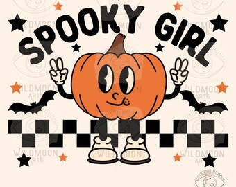 Spooky Girl PNG, Halloween Sublimation designs, Halloween png designs,Retro Halloween png,retro fall png,Girl fall sublimation png,Trendy