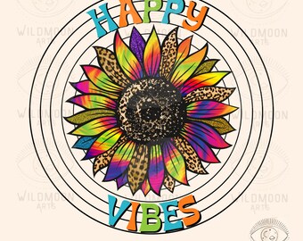 Happy Vibes PNG, Sublimation designs, Retro Sublimation, boho designs, Retro png, Hippie Sublimation,Trendy png,Good vibes png,Colorful png