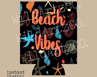 Beach Vibes Can cooler template,Can cooler Sublimation designs,Can Cooler Designs, Summer Designs, Beach png, Beach design