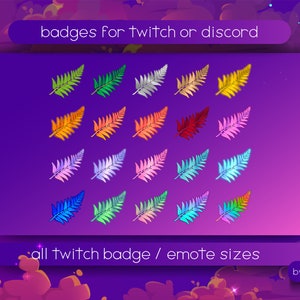 20 Cute fern Sub badges | Bit badges  |  Emotes for Twitch, Discord, Youtube, Mixer | Plant Sub badges