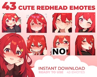 43 Cute Red Hair Gamer Girl Emote for streaming/discord // CHEAP MEGA PACK