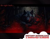 Animated red wolf with fog // stream scene // looping scenes // be right back, ending, starting and blanc // twitch screen pack // mystic