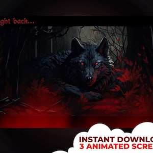 Animated red wolf with fog // stream scene // looping scenes // be right back, ending, starting and blanc // twitch screen pack // mystic