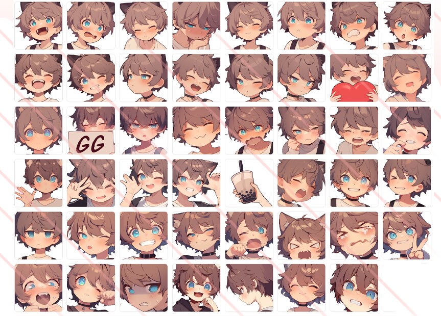 47 Cute Cat Boy Emote for Streaming/discord // CHEAP MEGA PACK - Etsy