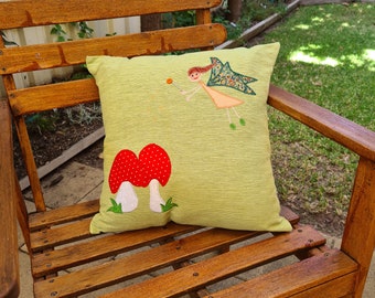 Cushions; Cushion Covers; Applique Cushions; Handmade; Fairies; Home Decor