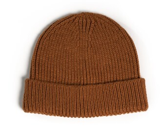 AWHALE Boys & Girls Camel Brown Rib Knit Beanie Hat – Warm Winter Beanie Cap | Soft Unisex Daily Beanie Hat