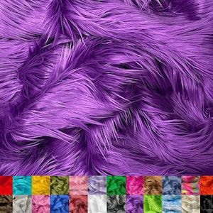 Eovea - Shaggy Faux Fur Fabric - Purple -One Yard - 60&quot; X 36&quot; Inches - DIY Craft Supply, Hobby, Costume, Decoration,Throwing Blanket, Pillow