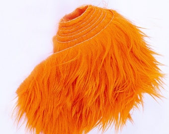 Eovea - Precut Faux Fur Strip - Shaggy Fur Fabric Trim Roll - 5" X 60" Inches - Orange - Hobby, Costume, DIY, Craft,Tail, Collar,Ribbon