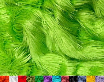 Lime Green Shaggy Faux Fur Fabric: 60&quot; x 36&quot; DIY Craft Supply