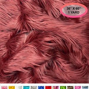Burgundy Shaggy Faux Fur Fabric: 60&quot; Wide, DIY Craft Supply