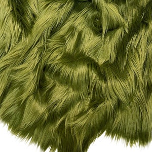 Olive Green Shaggy Faux Fur Fabric: 60&quot; x 36&quot; Craft Supply