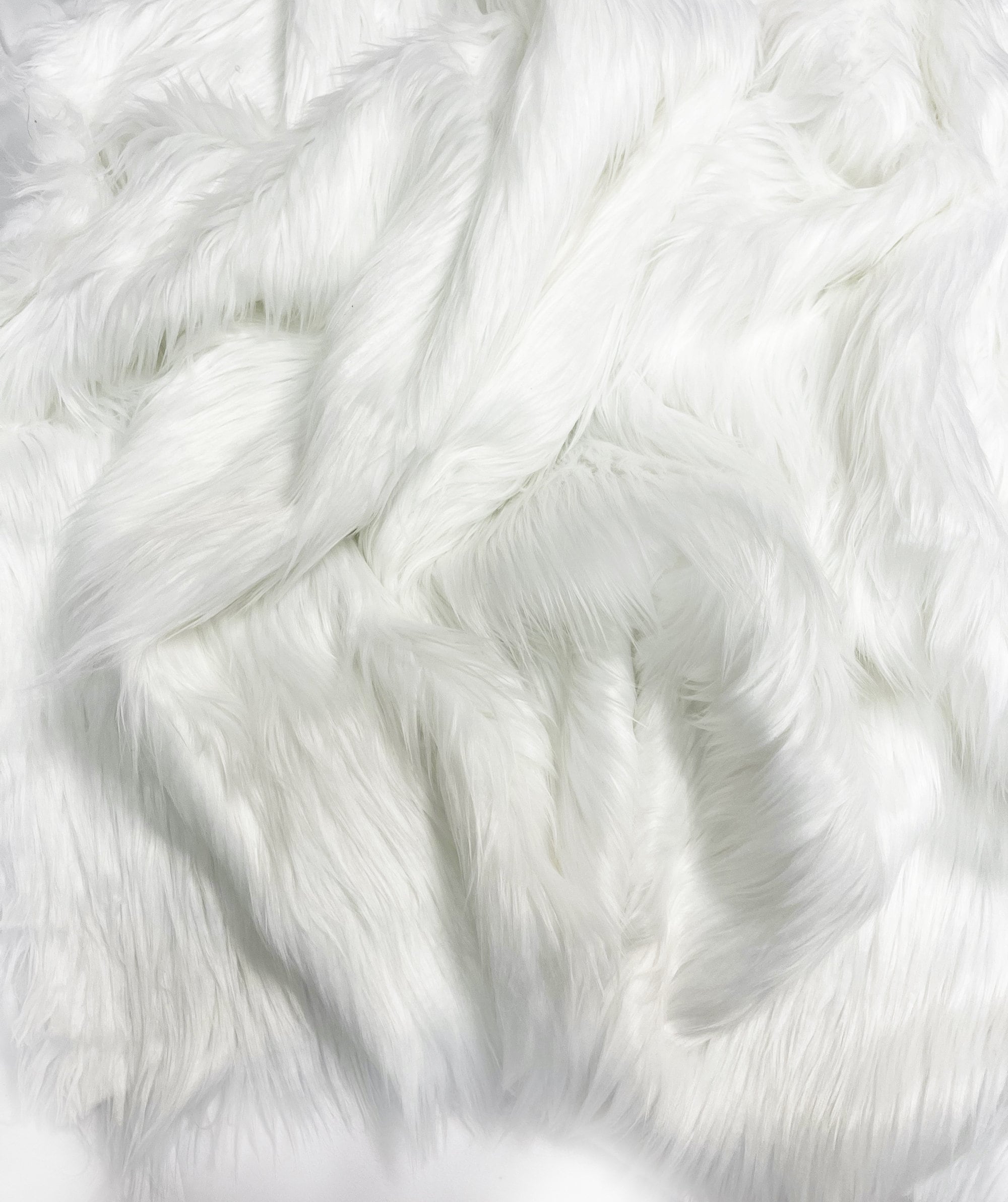 Eovea Shaggy Faux Fur Fabric White One Yard DIY Craft Supply