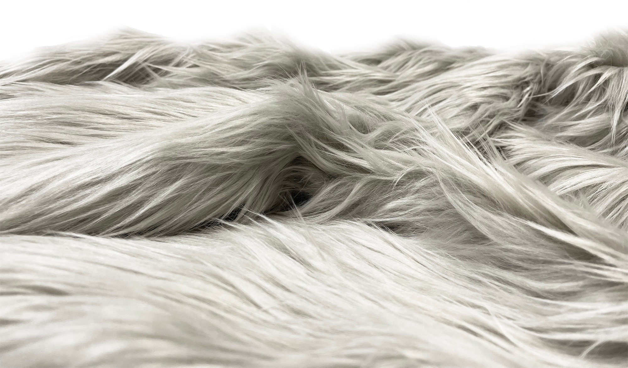 Eovea Shaggy Faux Fur Fabric White One Yard DIY Craft Supply