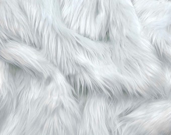 White Shaggy Faux Fur Fabric: Long Pile Craft Material - By The Yard