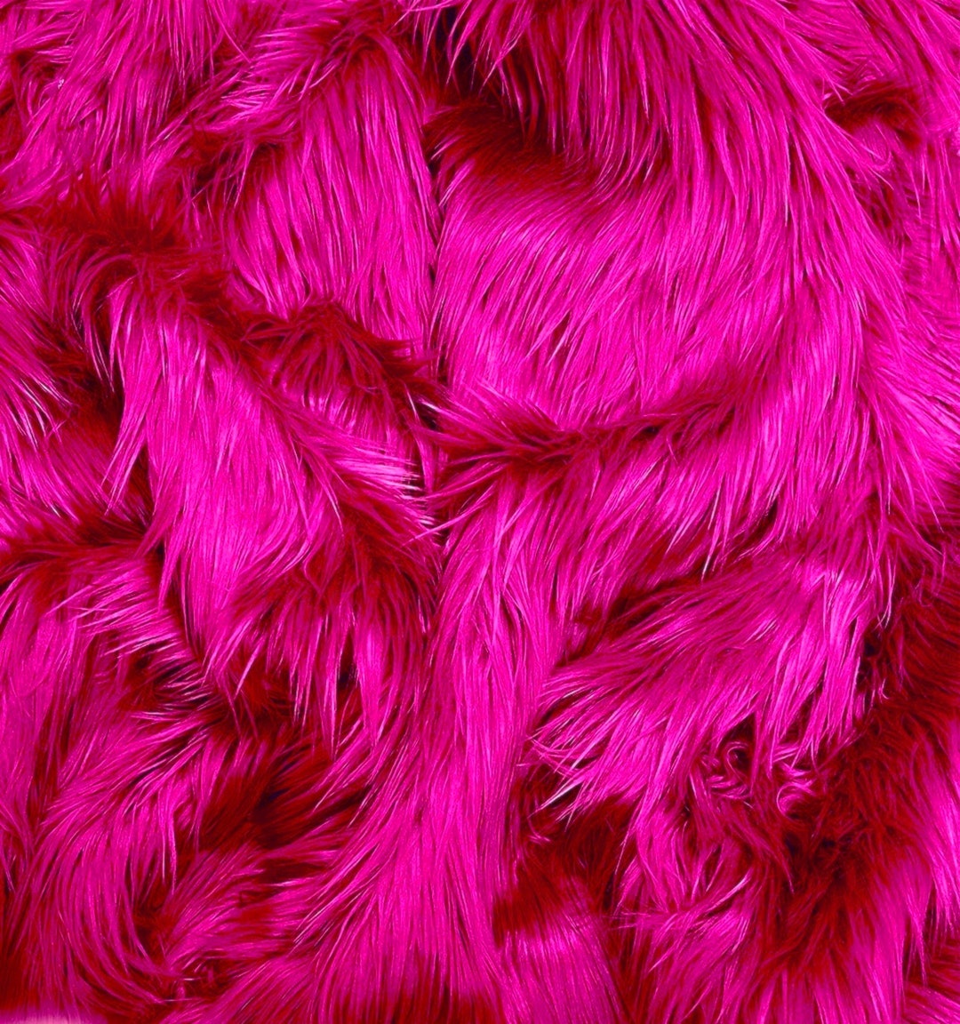 Fuchsia Pink Shaggy Faux Fur Fabric: 2-2.5