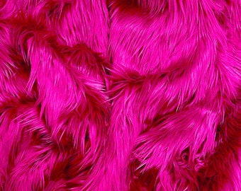 Eovea - Shaggy Faux Fur Fabric - One Yard - Fuchsia Pink - DIY Craft Supply, Hobby, Costume, Decoration,Coat,Vest,Rug,Shawl,Jackets,Pom Poms
