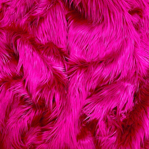 Eovea - Shaggy Faux Fur Fabric - One Yard - Fuchsia Pink - DIY Craft Supply, Hobby, Costume, Decoration,Coat,Vest,Rug,Shawl,Jackets,Pom Poms