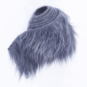 Eovea - Precut Faux Fur Strip - Shaggy Fur Fabric Trim Roll - 5&quot; X 60&quot; Inches - Charcoal - Hobby, Costume, DIY, Craft,Tail, Collar,Ribbon