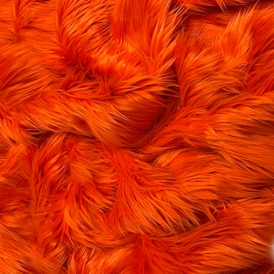 Orange Shaggy Faux Fur Fabric: 60&quot; Wide, DIY Craft Supply