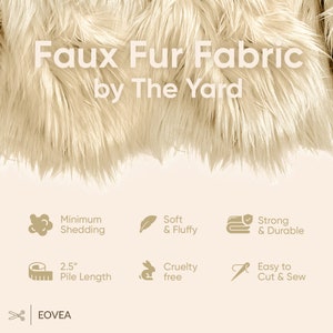 Eovea Shaggy Faux Fur Fabric Latte Long Pile Fur Fake Fur Materials Soft, Fluffy Fur Fabric Supplies for DIY Arts & Crafts,Costume image 2