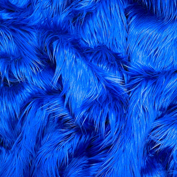 Eovea - Shaggy Faux Fur Fabric - Royal Blue - One Yard - 60" X 36" Inches - DIY Craft Supply, Hobby, Costume, Decoration