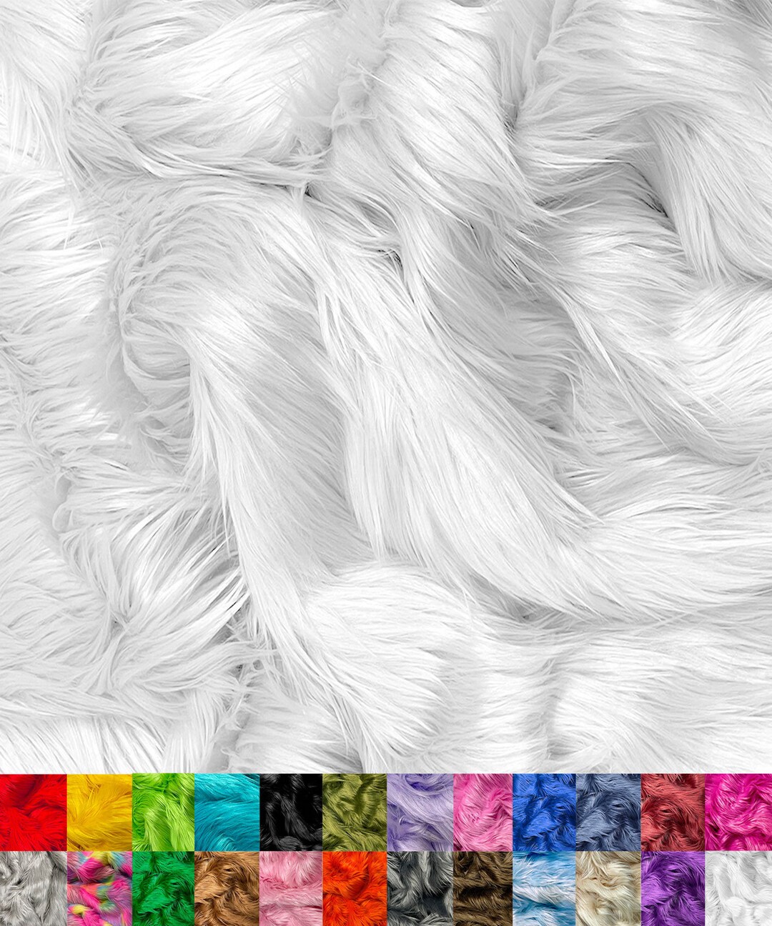 White Sparkle Faux Fur Fabric Per Yard 60 wide