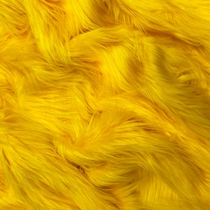 Eovea - Shaggy Faux Fur Fabric - Yellow - One Yard- 60" X 36" Inches- DIY Craft Supply, Hobby, Costume, Decoration,Pillow,Coats,Blanket,Rugs