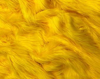 Eovea - Shaggy Faux Fur Fabric - Yellow - One Yard- 60" X 36" Inches- DIY Craft Supply, Hobby, Costume, Decoration,Pillow,Coats,Blanket,Rugs