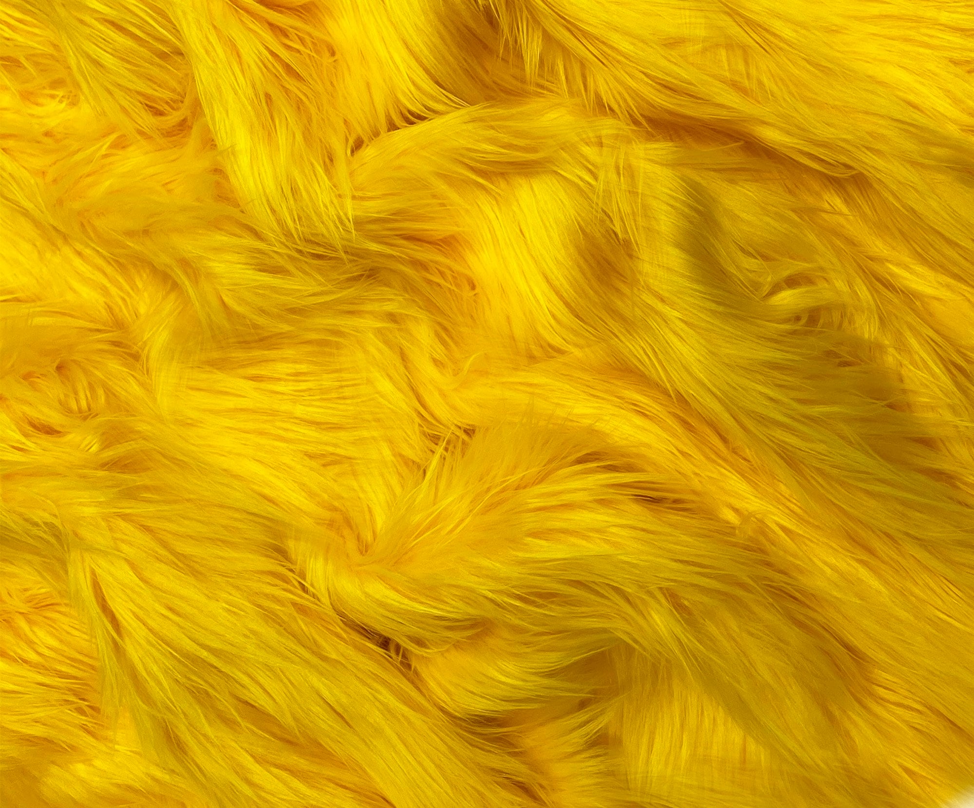 Yellow Shaggy Faux Fur Fabric: 60" x 36" One Yard, DIY Craft Supply