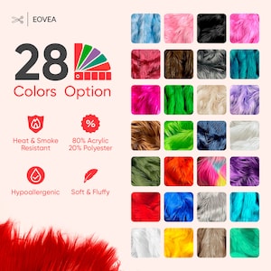 EOVEA - Shaggy Faux Fur Fabric by The Yard- Long Pile Fur - Fake Fursuit Materials - Soft, Fluffy Furr Fabric for DIY, Crafts, Costumes