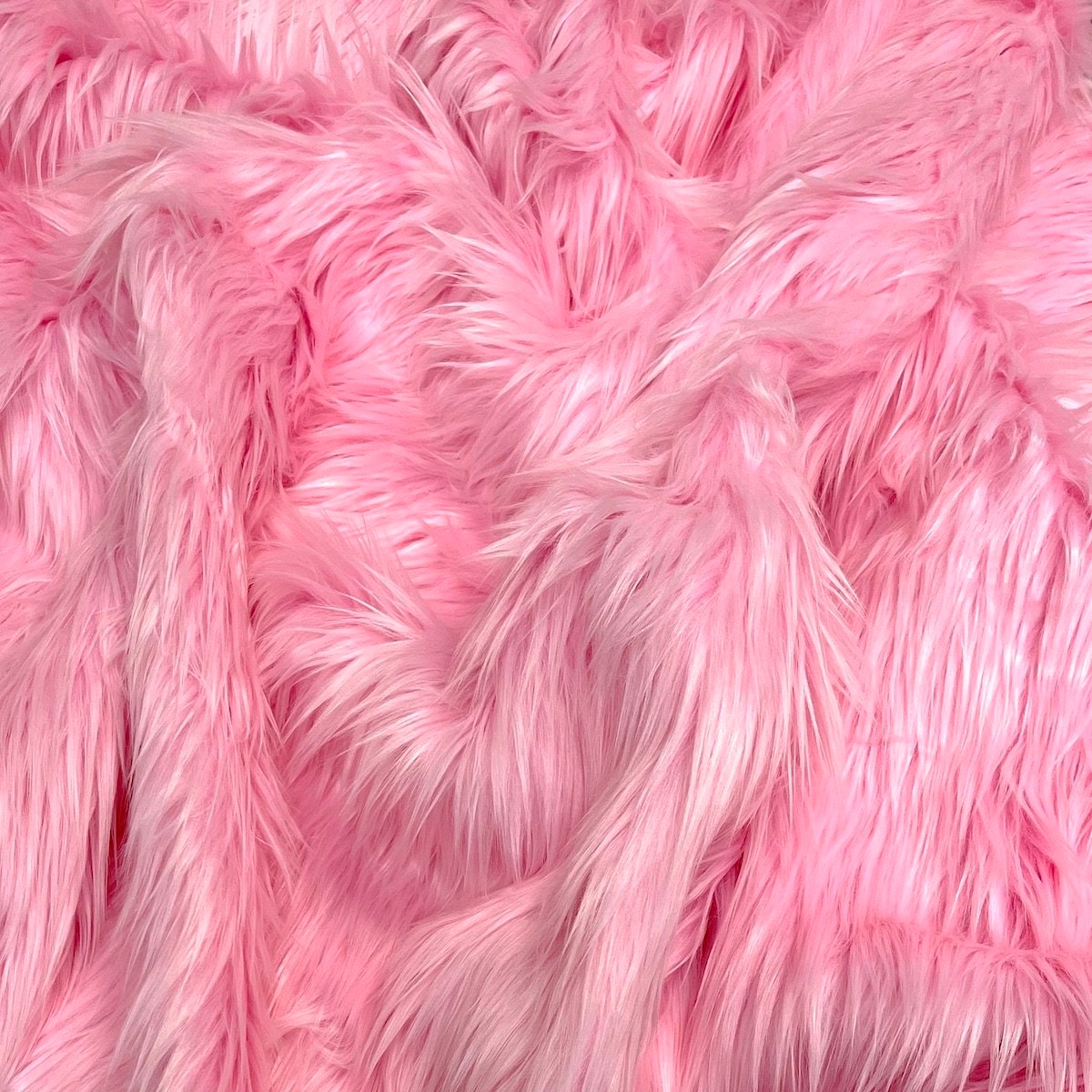 Baby Pink Shaggy Faux Fur Fabric: 60