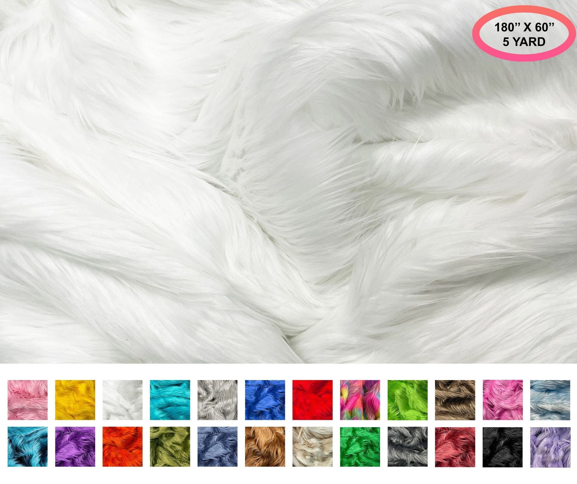 Husky Faux Fur Fabric by the Yard_ Shaggy Long Pile Fake Fur Material/ 2  TONE Fur Royal/black 