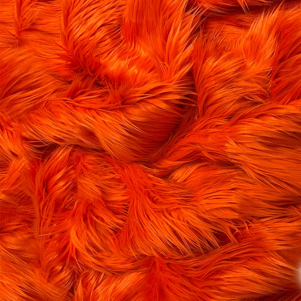 Eovea - Shaggy Faux Fur Fabric -Orange - Size Options - DIY Craft Supply, Hobby, Costume, Decoration,Coat,Vest,Collar,Gnomes Active