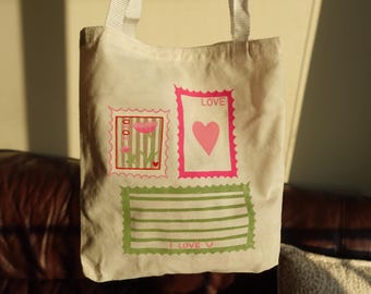 Hand-painted Stamp Tote Bag