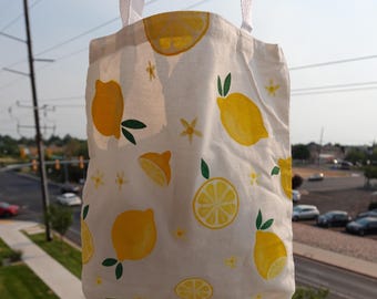 Hand-painted Lemon Tote Bag