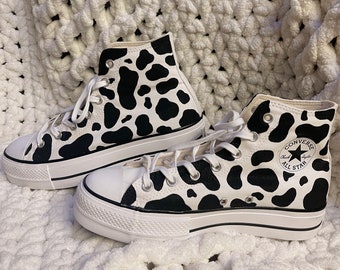 Strawberry/Chocolate/Regular Cow Print Platform Converse