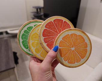 Hand-painted Citrus Fruit Coasters