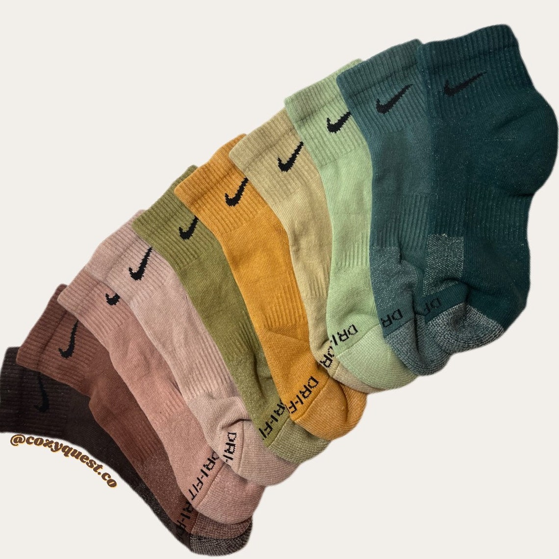 ANKLE NIKE Socks Hand Dyed Adult Quarter Crew Neutral - Etsy