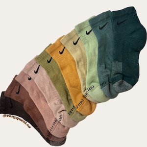 ANKLE - NIKE Socks - Hand Dyed - Adult Quarter Crew  - Neutral Tones - Pastel Colors