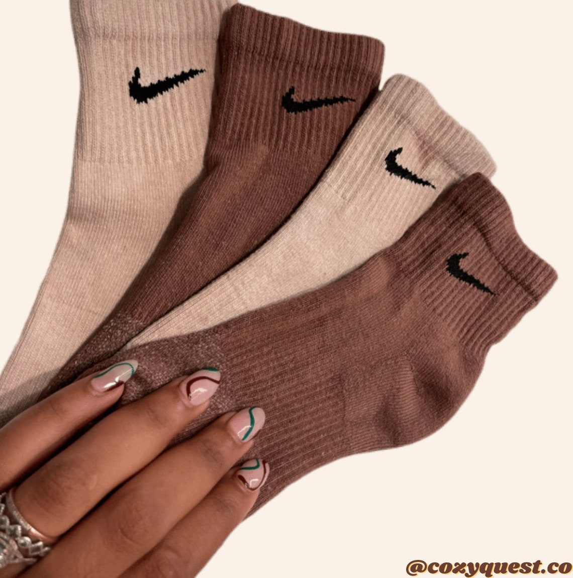 ANKLE NIKE Socks Hand Dyed Adult Quarter Crew Neutral - Etsy