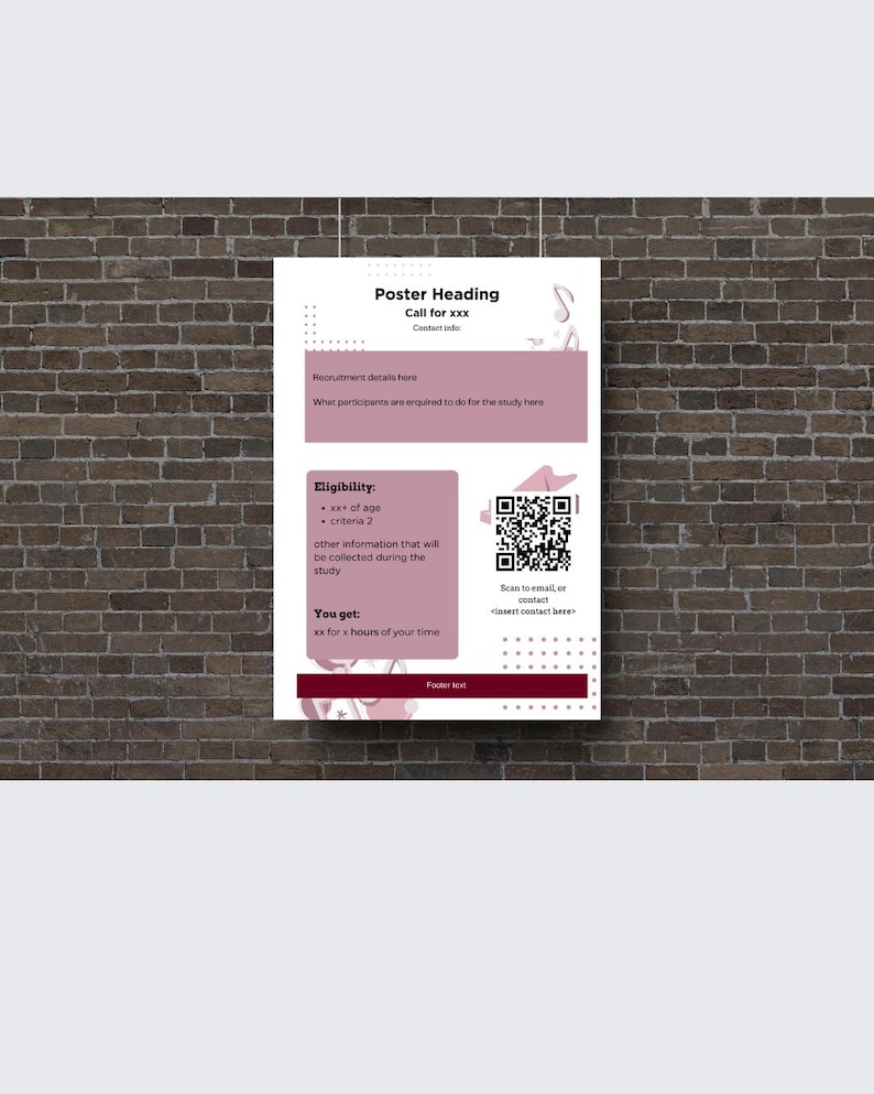 Editable Research Recruitment Poster Template | Canva Flyer (A4) - Etsy