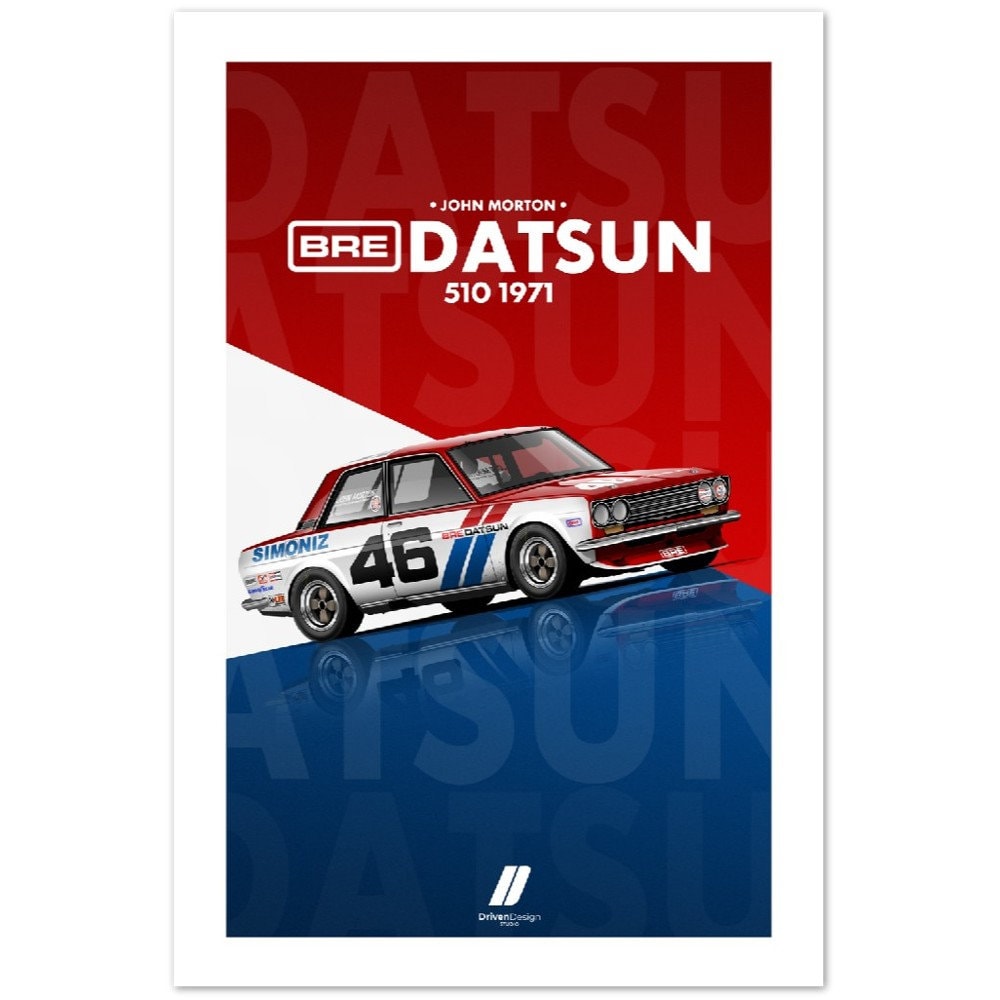 Datsun Bre 510 John Morton 1971 | Print Poster Artwork | Birthday, Wall ...
