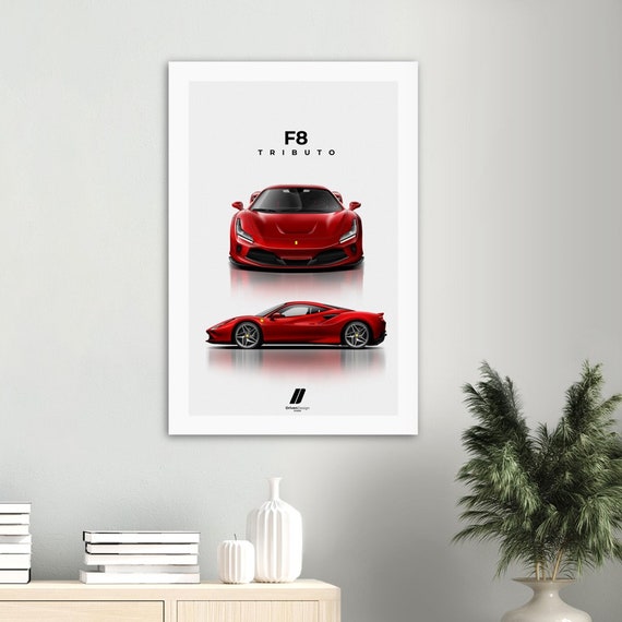 Ferrari Supercar F8 Tributo | Print Poster Artwork | Birthday