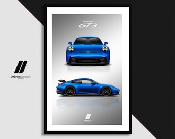 Porsche 992 911 GT3 | Print Poster Artwork | Birthday, wall print, fathers day