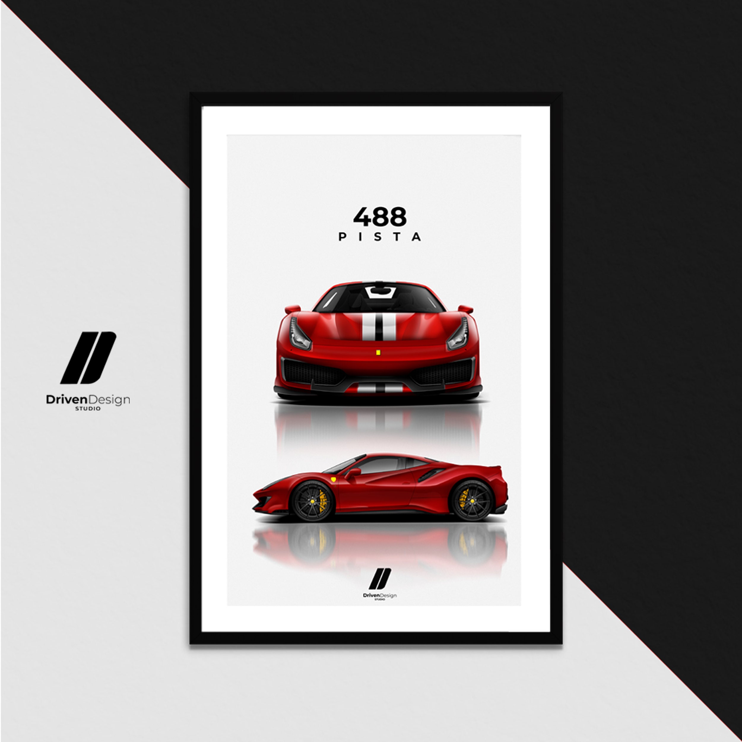 Ferrari Supercar 488 Pista Print Poster Artwork Birthday, Wall Print,  Petrolhead Christmas Gift 